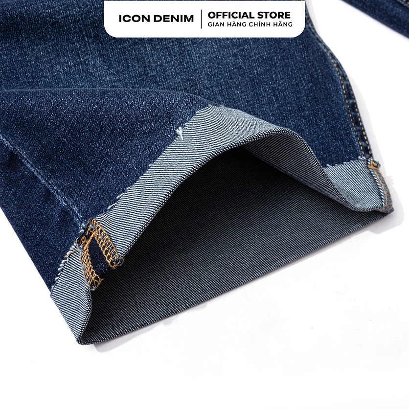 Quần Short Jean Nam ICON DENIM Phối Lơ Vê Blue Wash