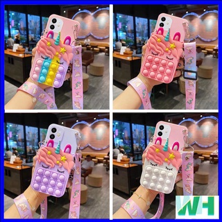 Oppo Realme 6,6i, 6 Pro, 5,5i, 5 Pro, Realme 3,3 Pro, Realme C3, A12, A12E, A5S / A7, A3S / AX5 / Realme C1 Unicorn POP It Bubble Túi Silicon + Dây đeo