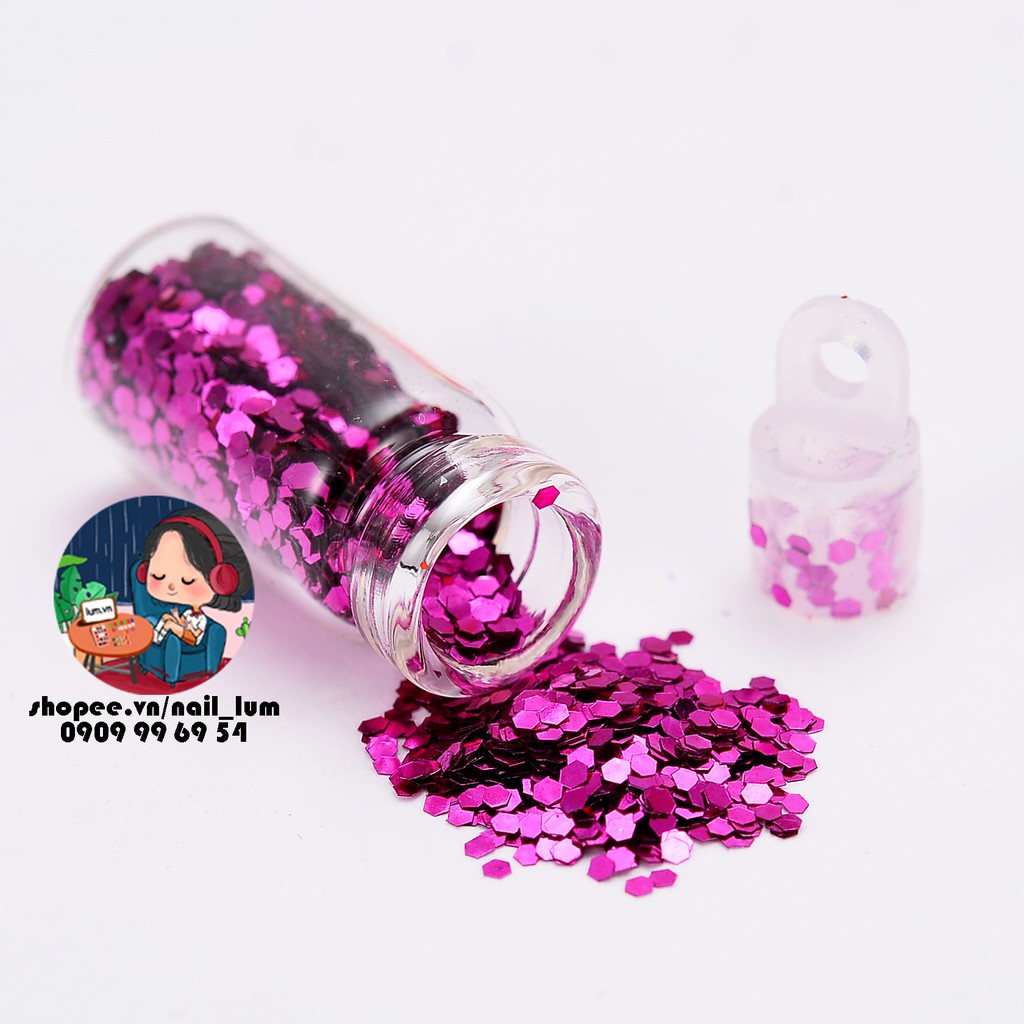 Set 48 Lọ Nhũ - Kim Tuyến - Hạt Trang Trí Móng Nail Đủ Màu