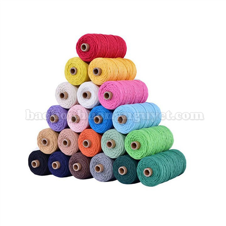 dây thừng cotton làm handmade, macrame, decor nhiều màu sắc size 3mm