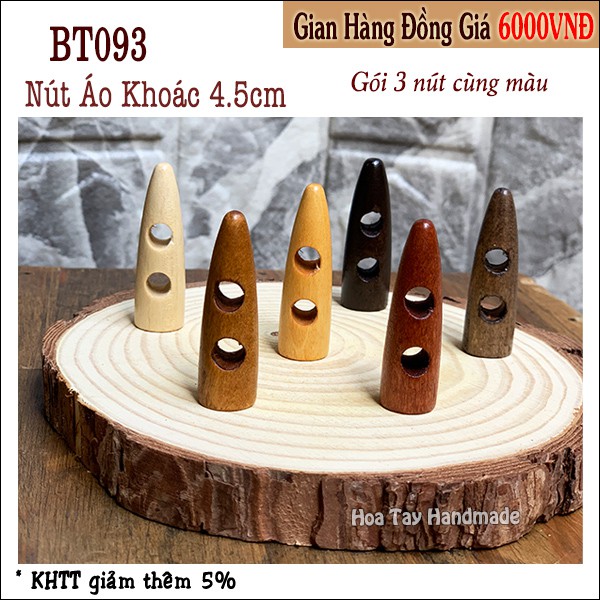 Nút gỗ hình chóp BT093 - khuy áo khoác