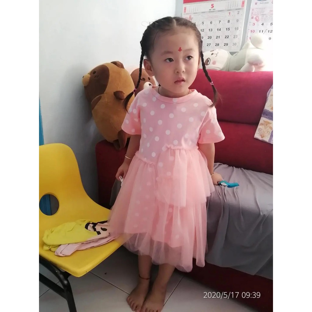 Váy Xòe Cộc Tay Chấm Bi Cho Bé (2 màu) N00683