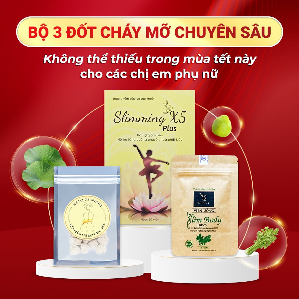 Viên giảm cân cấp tốc Dilocy Slimming X5 [TẶNG BỘ QUÀ 220K] giảm mỡ bụng an toàn hiệu quả trong 7 ngày