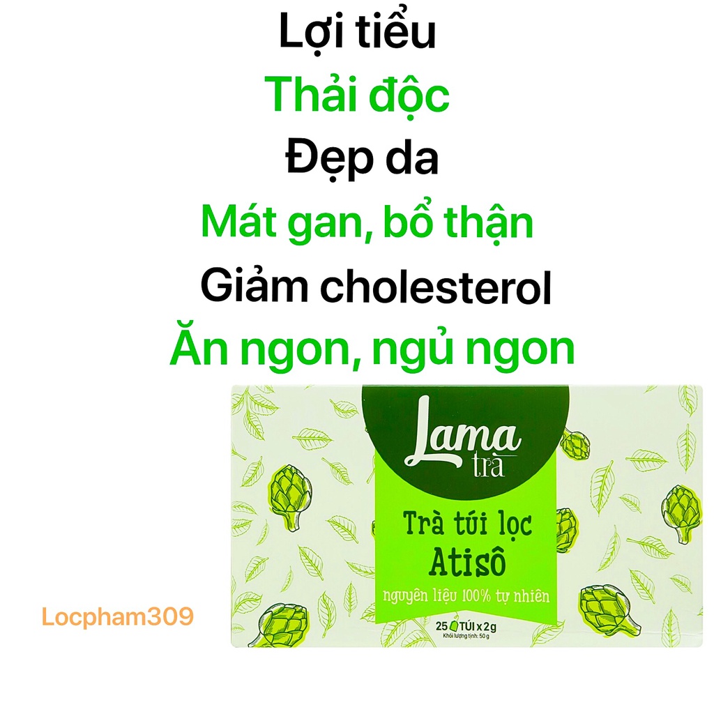 Hộp 25 tép Trà atiso túi lọc Lama 100% tự nhiên thanh lọc thải độc gan đẹp da lợi tiểu giảm cholesterol mát gan ngủ ngon