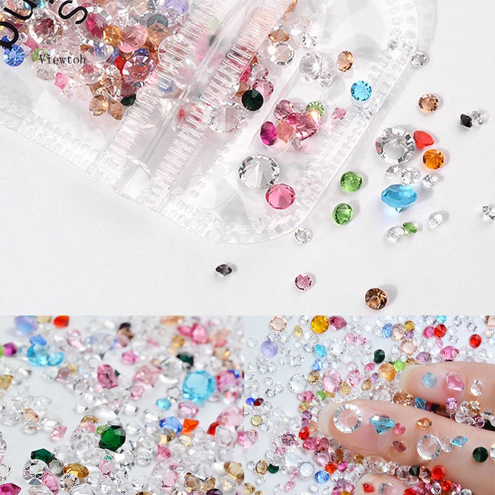 *˚View*✧⁺10g Glass Rhinestone Shinny Mini Mixed Nail Art Tips Manicure DIY Decoration