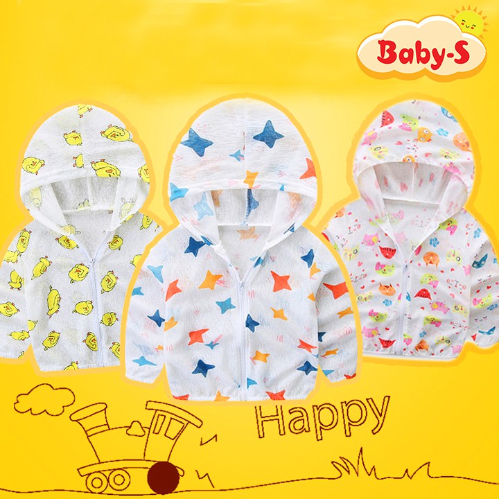 Áo nắng cho bé trai và bé gái 8-20kg hàng loại 1 chất cotton xước nhẹ mát kèm mũ trùm rộng Baby-S – SAK017