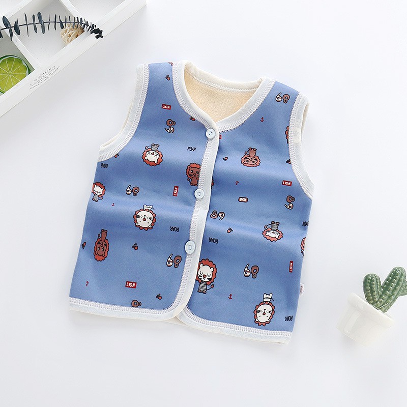 Áo ghi lê nỉ lông A027-xư tử xanh cho bé từ 3-18M