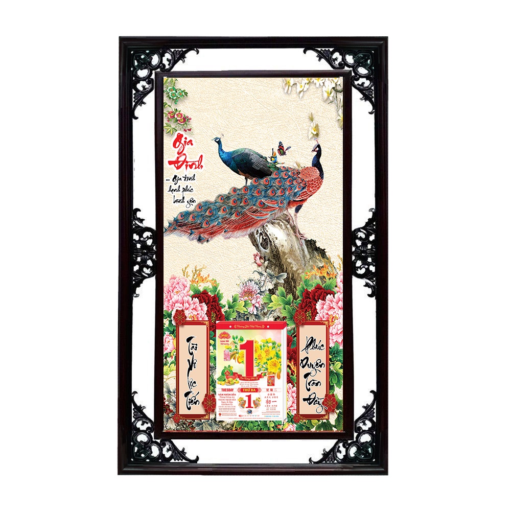 Lịch tết 2023,Lịch gỗ 3d tráng gương cao cấp, khung phù điêu nhựa composite KT 53X82CM gắn bloc siêu đẹp LGPD03