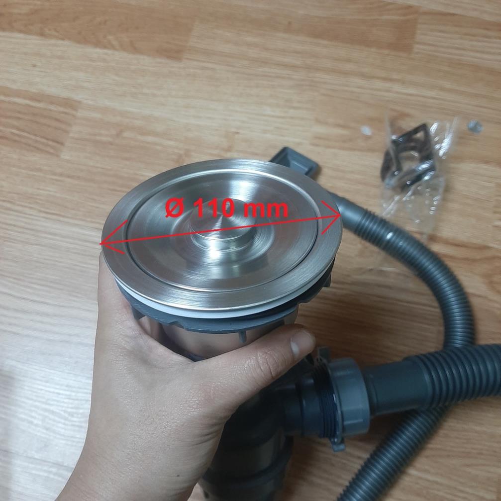 BỘ XI PHÔNG XẢ NƯỚC CHẬU RỬA CHÉN BÁT ĐƠN INOX- bầu 110 mm