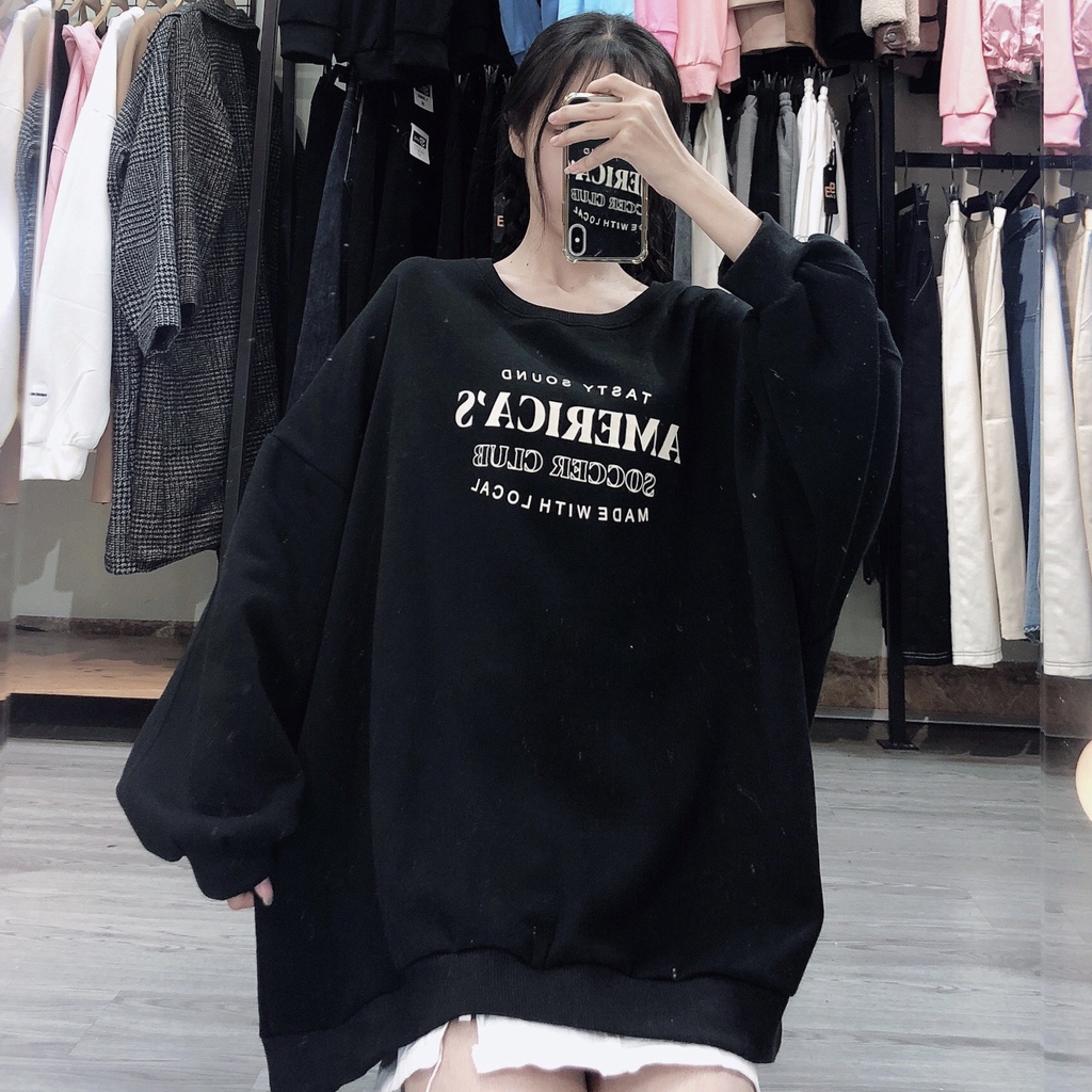 Áo Sweater Form Rộng Áo Nỉ Lót Bông Quảng Châu Phong Cách Ulzzang AMARICA'S | BigBuy360 - bigbuy360.vn