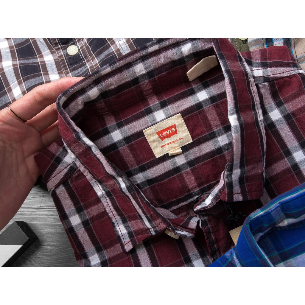 [Ảnh thật 100%] Áo sơ mi caro tay ngắn cao cấp LEVIS màu Xanh Dương kẻ trắng - Phong Cách Du Lịch | BigBuy360 - bigbuy360.vn