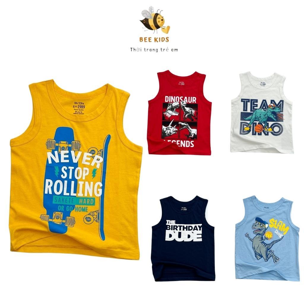 Áo thun bé trai, áo ba lỗ bé trai chất cotton, nhiều màu, Size 4 - 14 tuổi - BEEKIDS