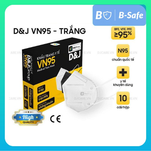 [COMBO 5] KHẨU TRANG N95 VN95 D&amp;J (10 cái/ hộp - trắng) HÀNG CAO CẤP FAMAPRO - BẢO VỆ HÔ HẤP - DJ - D&amp;J CARE