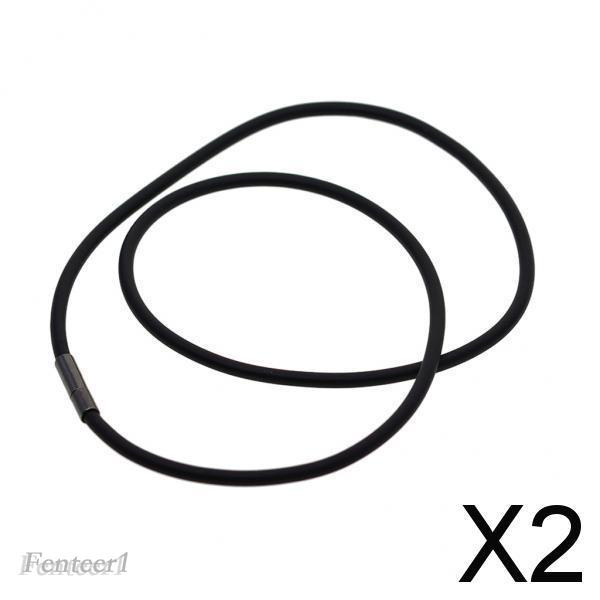 [Fenteer1] Vòng Cổ Cao Su Đen 2x3mm Có Khóa Cài Đồng 50cm