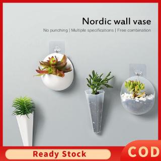 Lọ nhựa trồng hoa/cây thủy sinh có móc treo tường trang trí nội thất nhà/văn phòng