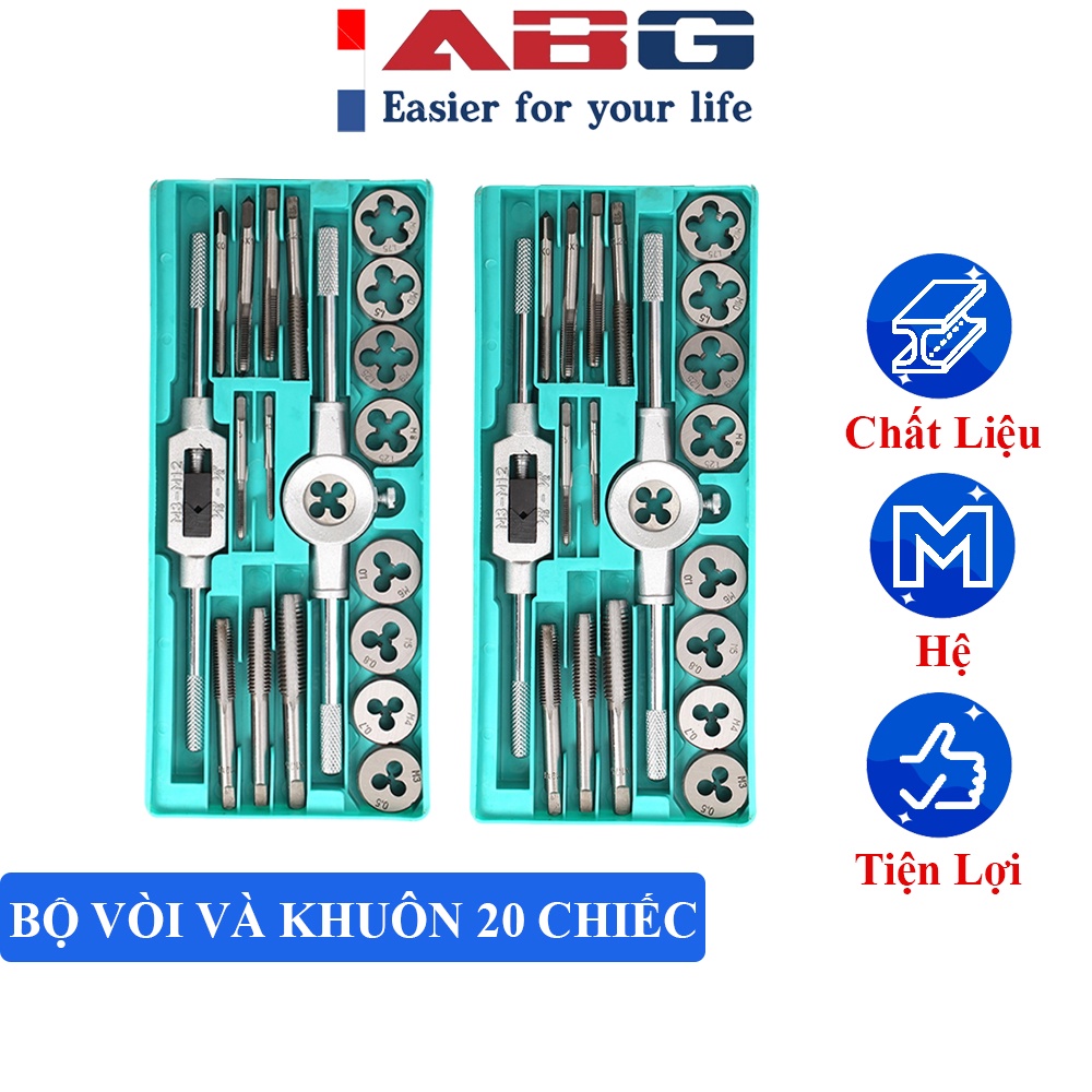Bộ Taro 20 Chi Tiết Bộ Tạo Ren ABG Cầm Tay Bằng Thép Sử Dụng Trong Gia Công Kim Loại