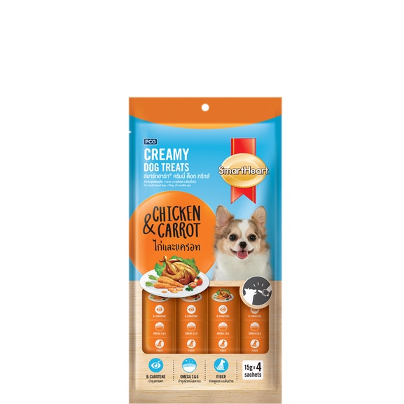 Bánh thưởng dạng kem Smartheart Creamy Dog Treat cho chó (Thịt gà Rau Bina/Dâu/Thịt gà Cà rốt/Thịt gà Bí ngô)