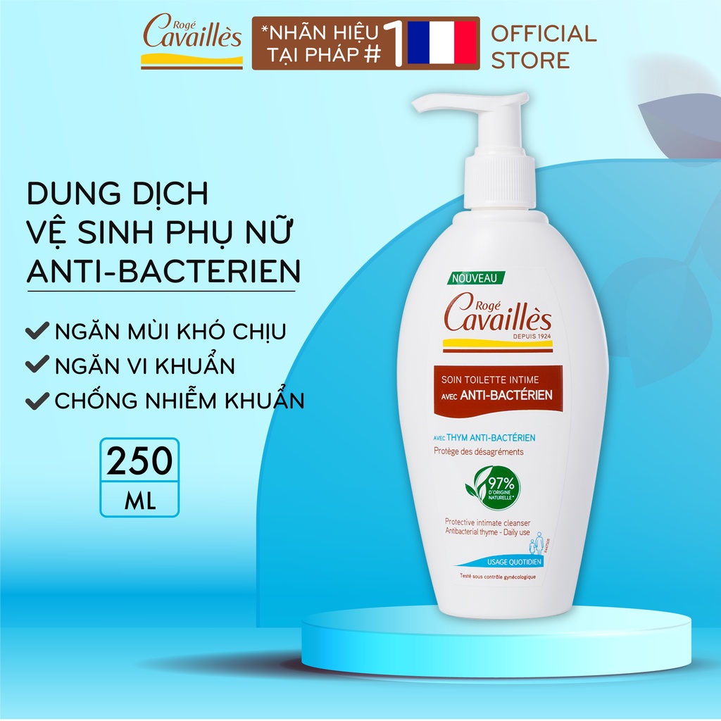 Dung dịch vệ sinh phụ nữ Roge Cavailles - Ngăn Mùi Và Vi Khuẩn - Số 1 tại Pháp - 250ml