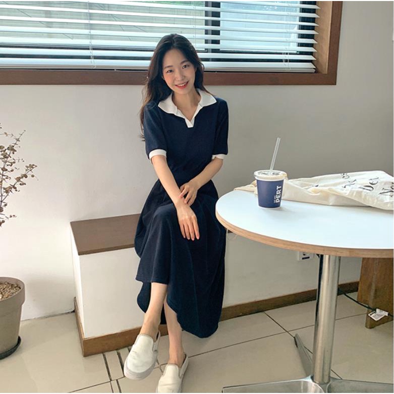 Đầm Thun polo Dài Vừa Phong Cách Hàn Quốc Thời Trang Mùa Hè Mới Cho Nữ
