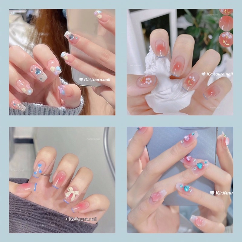 Set nail giả 24 miếng dán móng tay giả nailbox tiện lợi tặng dũa