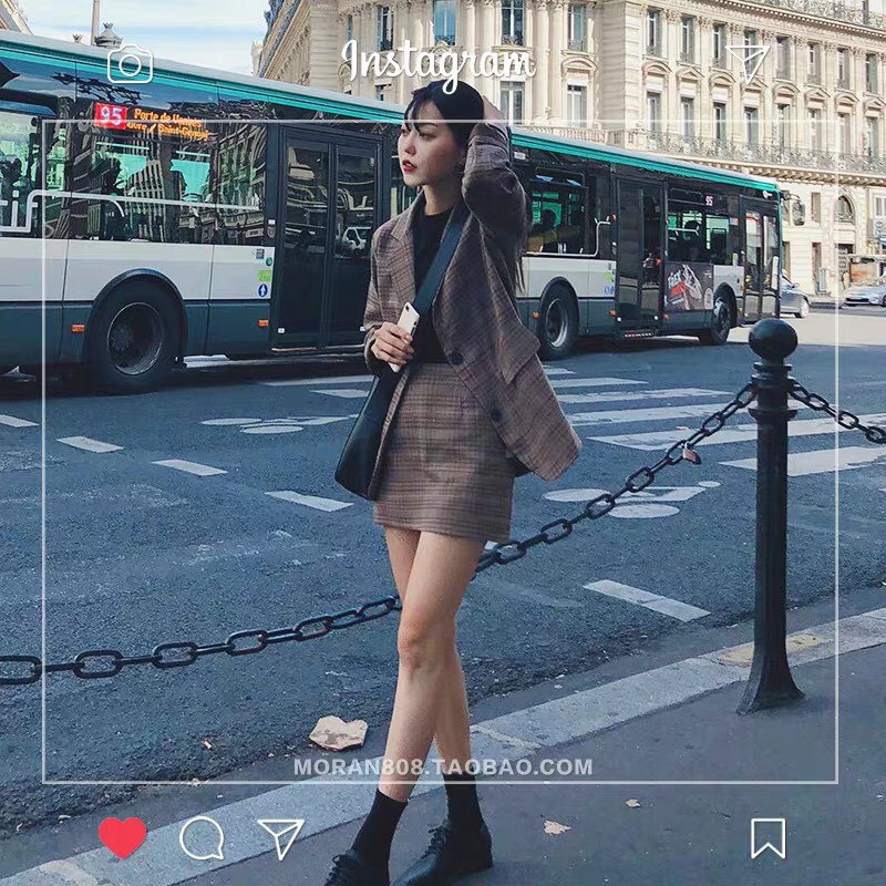 Set vest nữ kèm chân váy chữ a công sở kẻ caro đi làm đi chơi B02 - Peyy Clothing | BigBuy360 - bigbuy360.vn