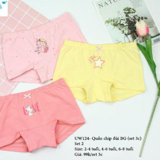 Quần chip đùi bé gái đủ size 2-8y