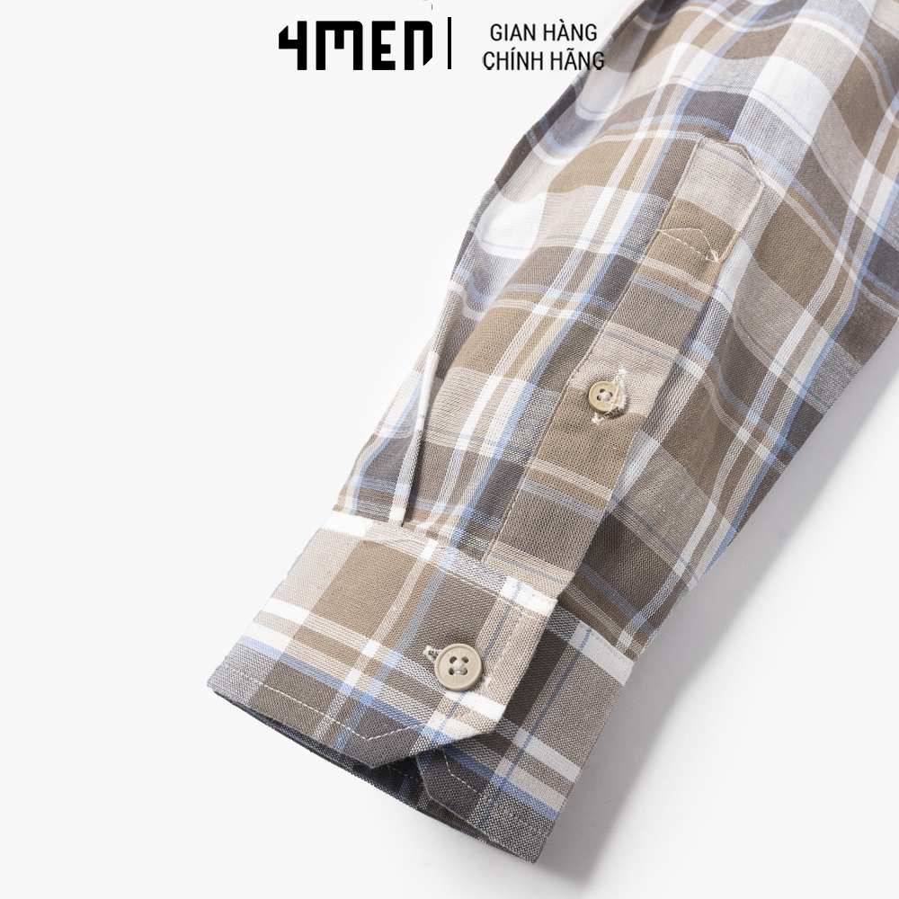 Áo Sơ Mi Regular Caro 4MEN ASM112 vải sợi tổng hợp thoáng mồ hôi, mềm mịn, màu basic, thanh lịch, hiện đại