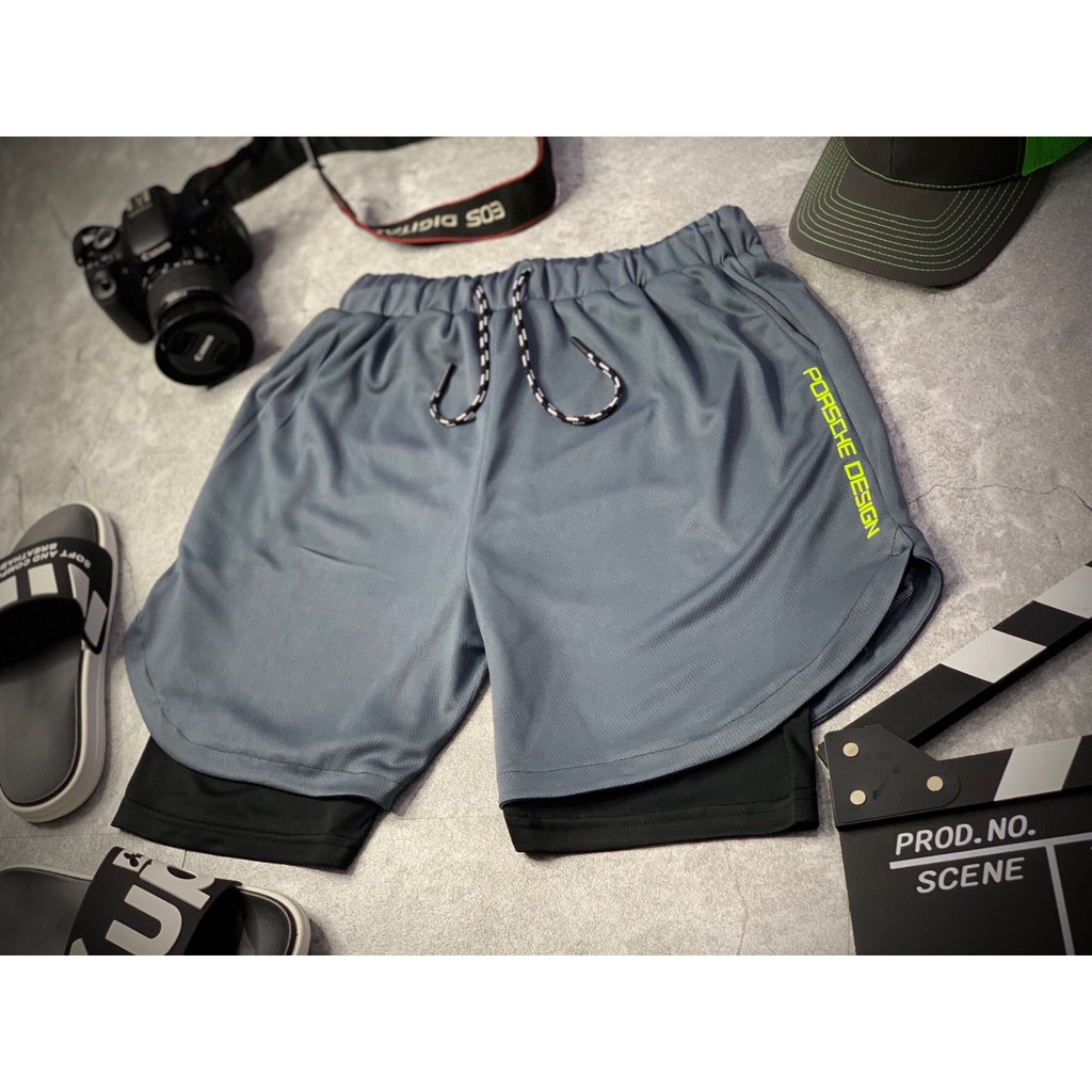 Quần gym 2 lớp - chạy bô, gymer, thể thao - có túi đựng điện thoại | BigBuy360 - bigbuy360.vn