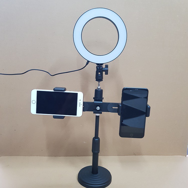 Đèn Livestream 16cm, Đèn Livestream Để Bàn Cao 55cm Có 2 Giá Đỡ Điện Thoại Quay Video, Livestream, Tiktok, Mẫu Mới 2020