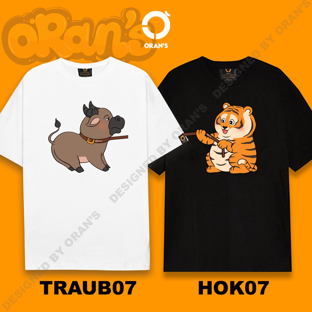 Áo gia đình in hình con hổ kéo con trâu 07 tay lỡ Oversize chất COTTON 4C, FULLBOX ORANS COUPLE TEE - ORAN'S