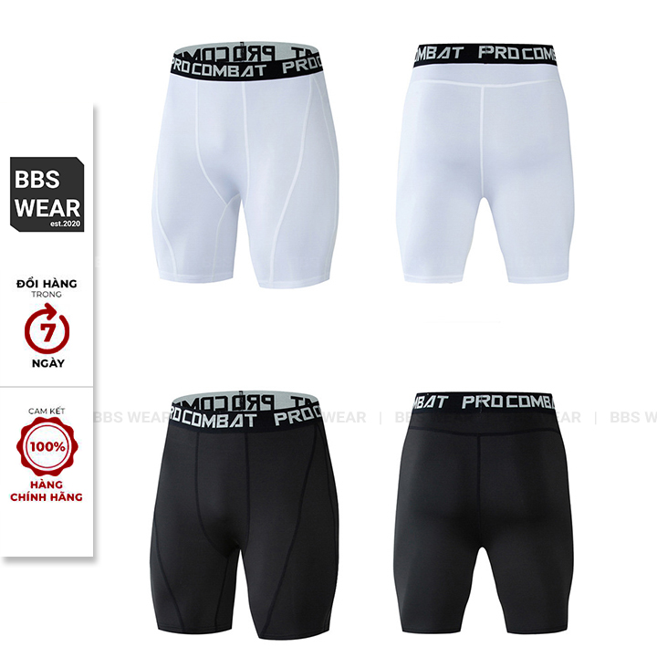 Quần Legging thể thao nam PRO COMBAT Dáng ngắn - Quần giữ nhiệt nam dạng đùi BBS WEAR chuyên GYM Bóng Rổ Đá Banh QL01