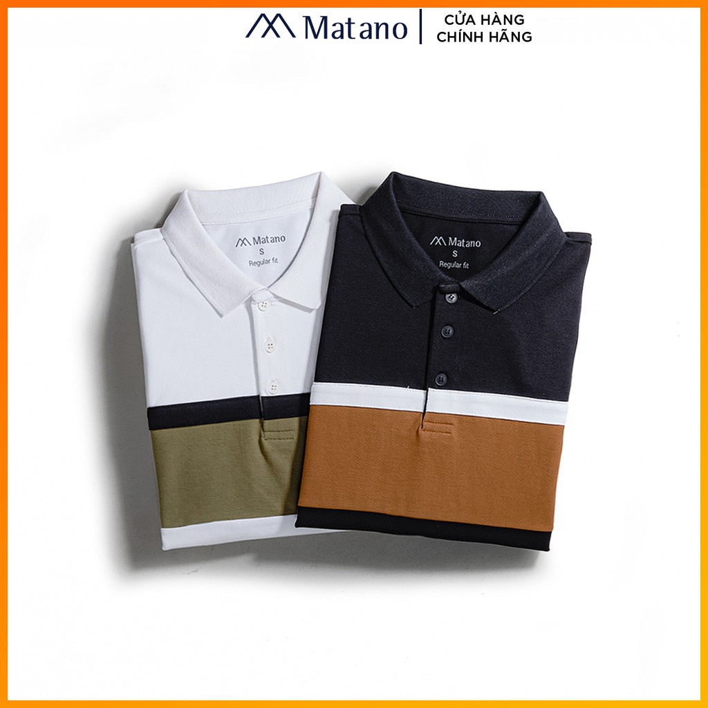 Áo polo nam đẹp MATANO - Áo thun polo nam có cổ trụ bẻ, vải cá sấu cotton cao cấp 2 màu trắng đen phối kẻ ngang 033