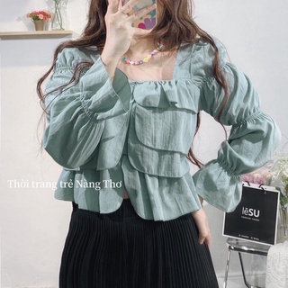Áo bèo 3 tầng vải đũi hàn siêu xinh