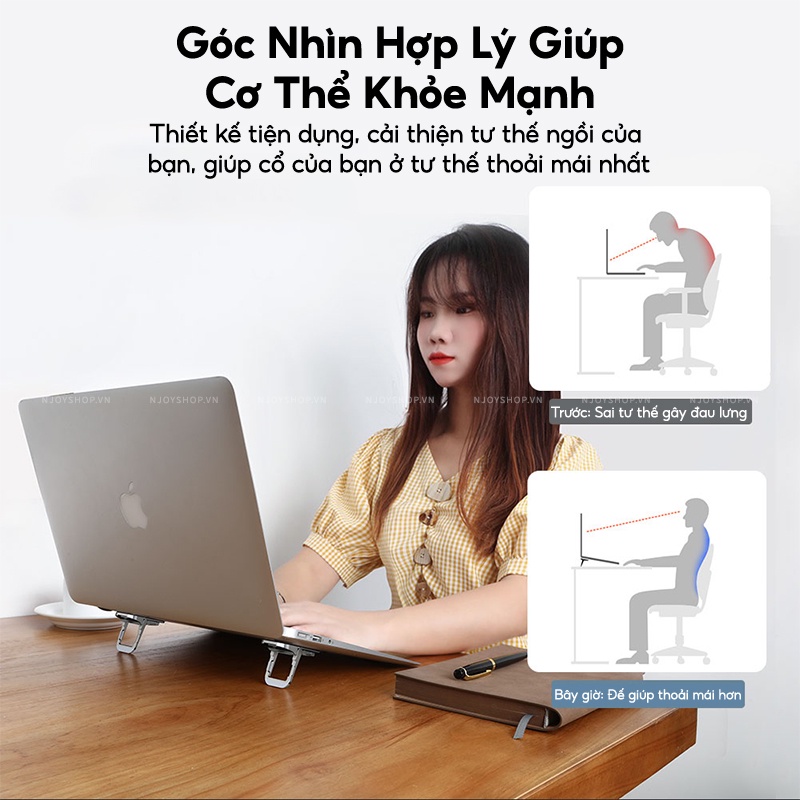 Đế Nâng Tản Nhiệt NILLKIN Bolster Plus Điều Chỉnh 3 Góc Độ Silicon Chống Trượt Chân Gập Dành Cho Macbook Laptop Njoyshop