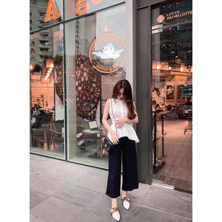 Set áo trắng peplum+ quần cullote - SP003578