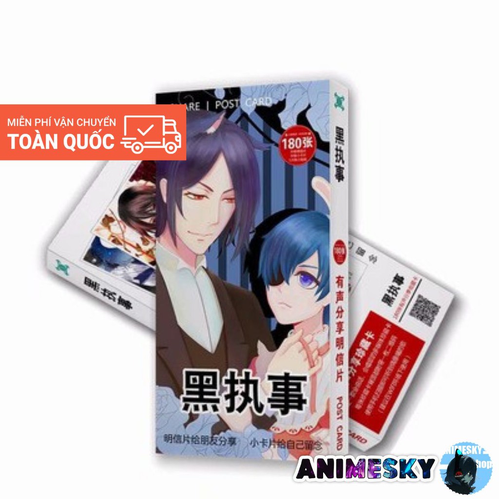 Hộp Postcard Hắc quản gia Manga Anime - Bưu thiếp bìa cứng