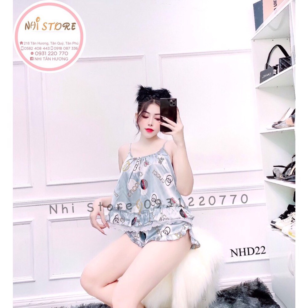 [FREESHIP 50K] Bộ Mặc Nhà Nhistore Bộ Ngủ Áo 2 Dây Phối Ren Quần Ngắn Họa Tiết Sang Chảnh Freesize Dưới 57kg | BigBuy360 - bigbuy360.vn