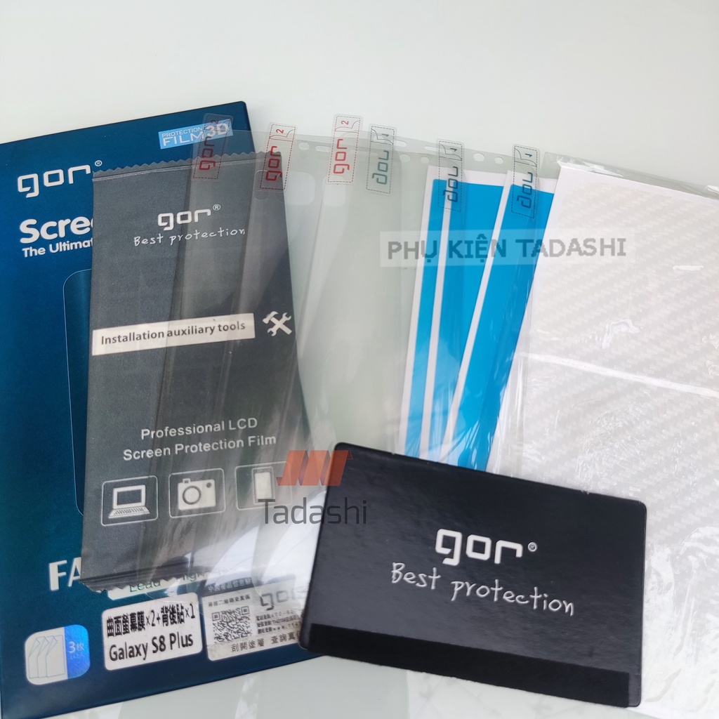 Bộ 4 Miếng Dán Dẻo Gor Samsung S8/ S8 Plus Dán Full Màn 3D, Trong suốt Bo Viền Cong - Chính hãng Gor