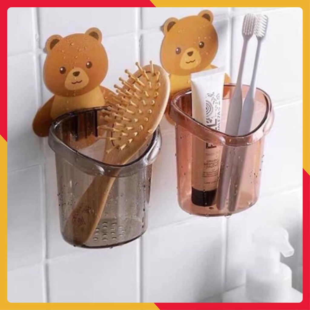 COMBO 2 CỐC GẤU ĐỰNG BÀN CHẢI KEM ĐÁNH RĂNG