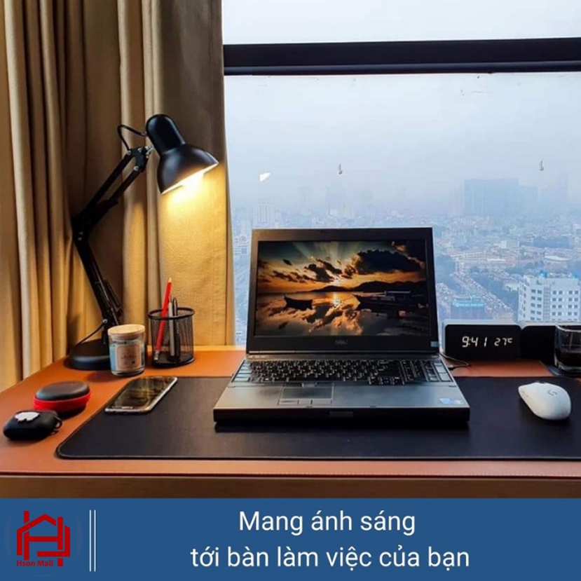 Đèn bàn học cao cấp, đèn kẹp gấp Pixar xoay 360 độ có chân kẹp và đế tròn HSON để bàn làm việc siêu bền và chắc chắn