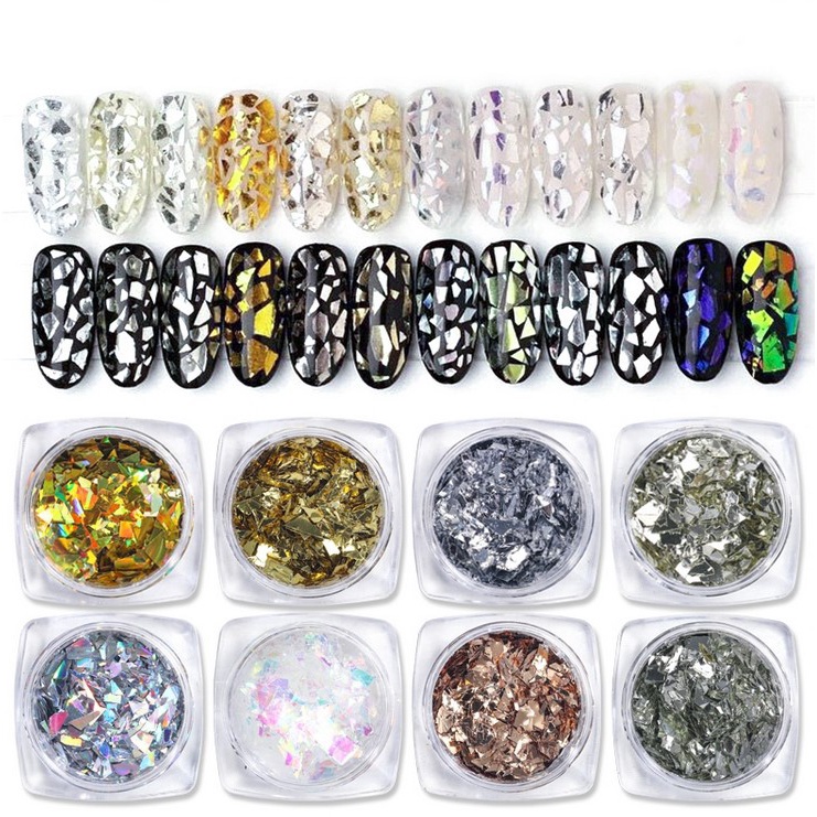 Set 6 Hộp Kim Tuyến Dán Móng Tay 3D Lấp Lánh