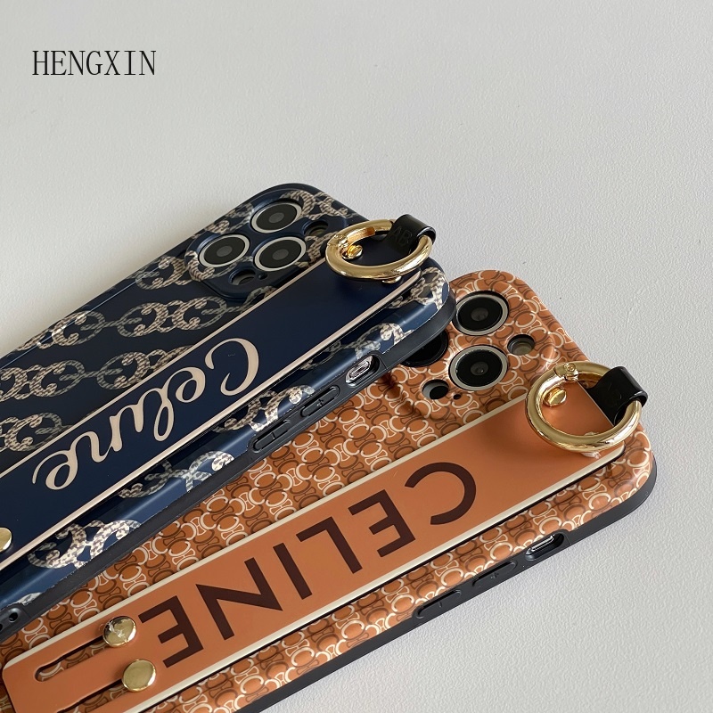 Luxury and fashionable wrist strap holder phone case suitable for iPhone 15 14 11 12 13 Pro Max shockproof silicone protective case