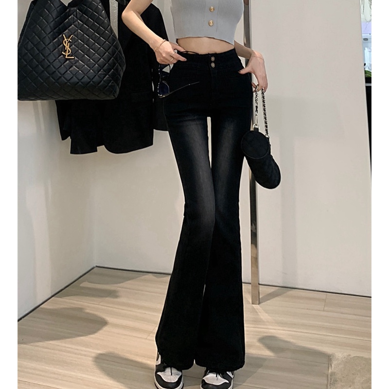 Quần Jeans Nữ Lưng Cao Ống Loe Thời Trang