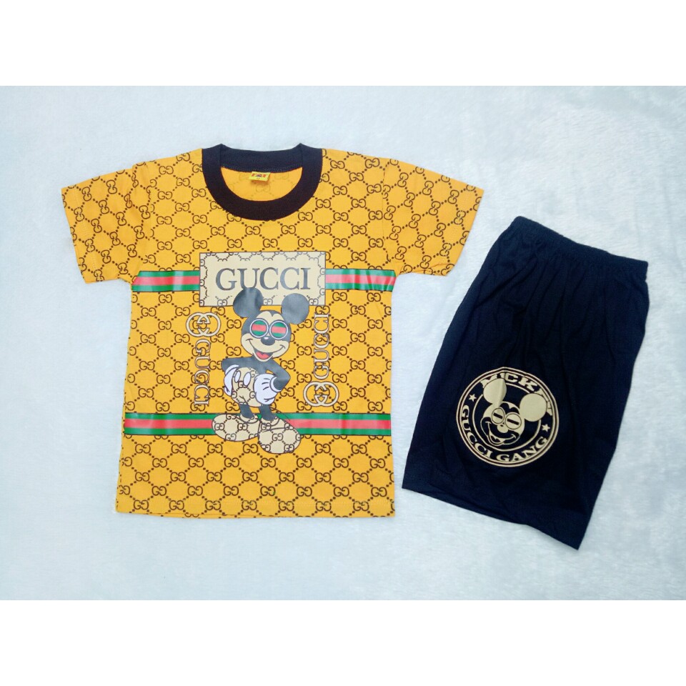 Bộ Quần Áo Thun In Hình Chuột Mickey / Gucci Thời Trang Cá Tính Dành Cho Bé Trai