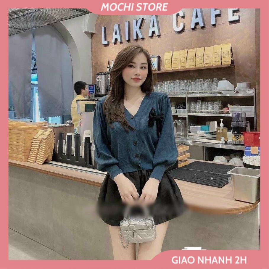 Áo Khoát Len Cardigan, Áo Len Nữ Tay Bồng Đính Nơ Ngực Chất Len Mềm Mịn Full Màu Hàng Quảng Châu Loại 1.