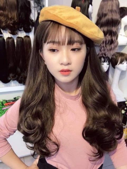 Tóc giả nguyên đầu xoăn  FREESHIP ❤️ ❤️ nguyên đầu xoăn tự nhiên kèm lưới tóc