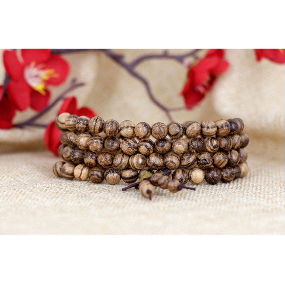 Vòng tay trầm hương  chuỗi 108 hạt vân đẹp dùng deo tay , cầu nguyện  645