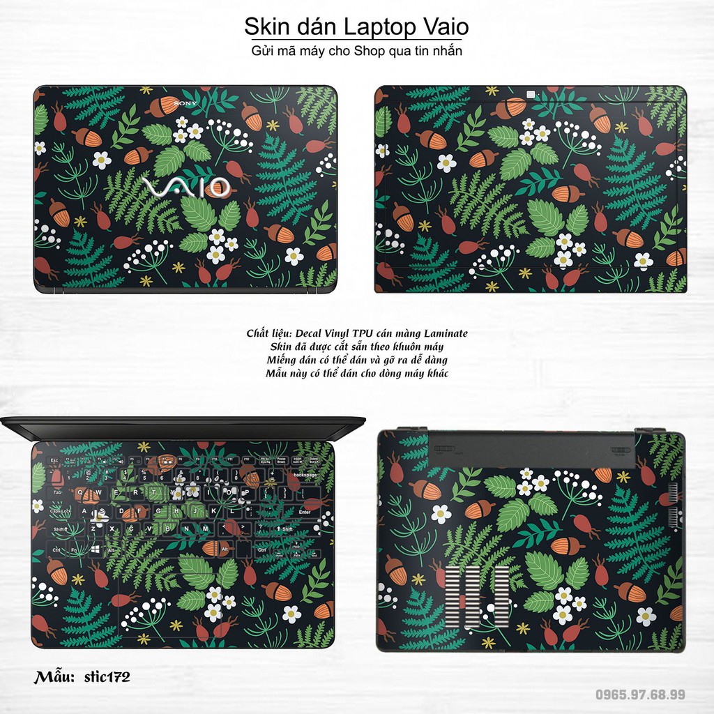 Skin dán Laptop Sony Vaio in hình Hoa văn sticker bộ 28 (inbox mã máy cho Shop)