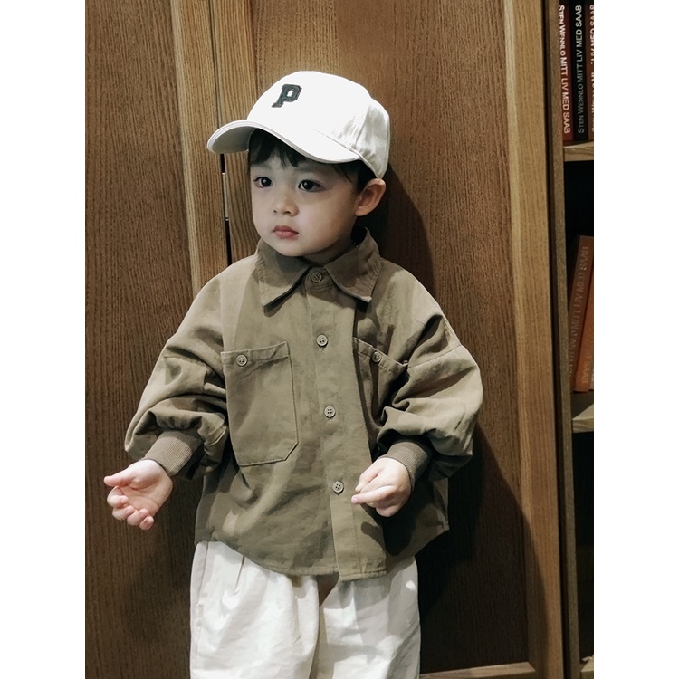 Áo sơ mi nâu tây Hàn Quốc cho bé gái bé trai size 80-120