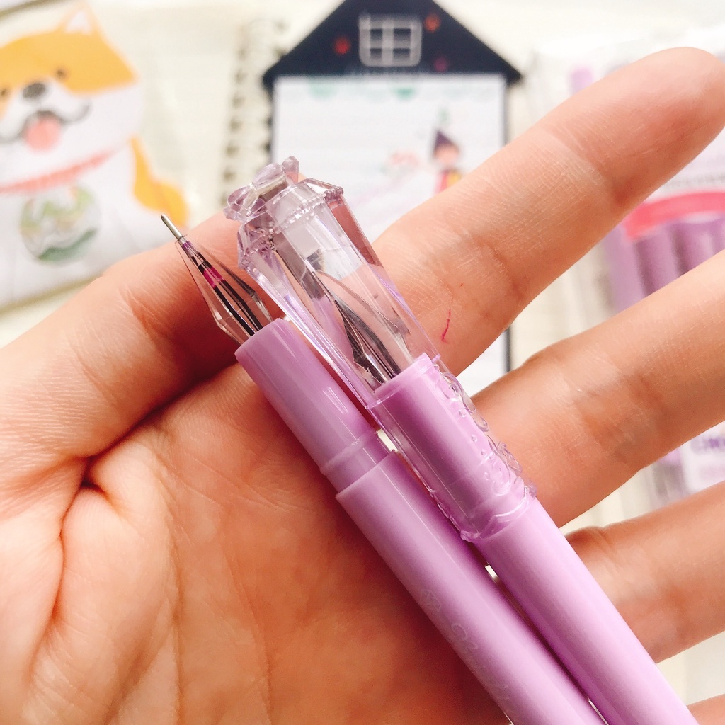 Hộp 12 cây bút Chosch 956 mực tím/xanh ngòi 0.5mm viết êm mực đều